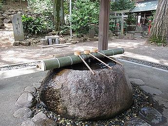 タケ、神社、手水場